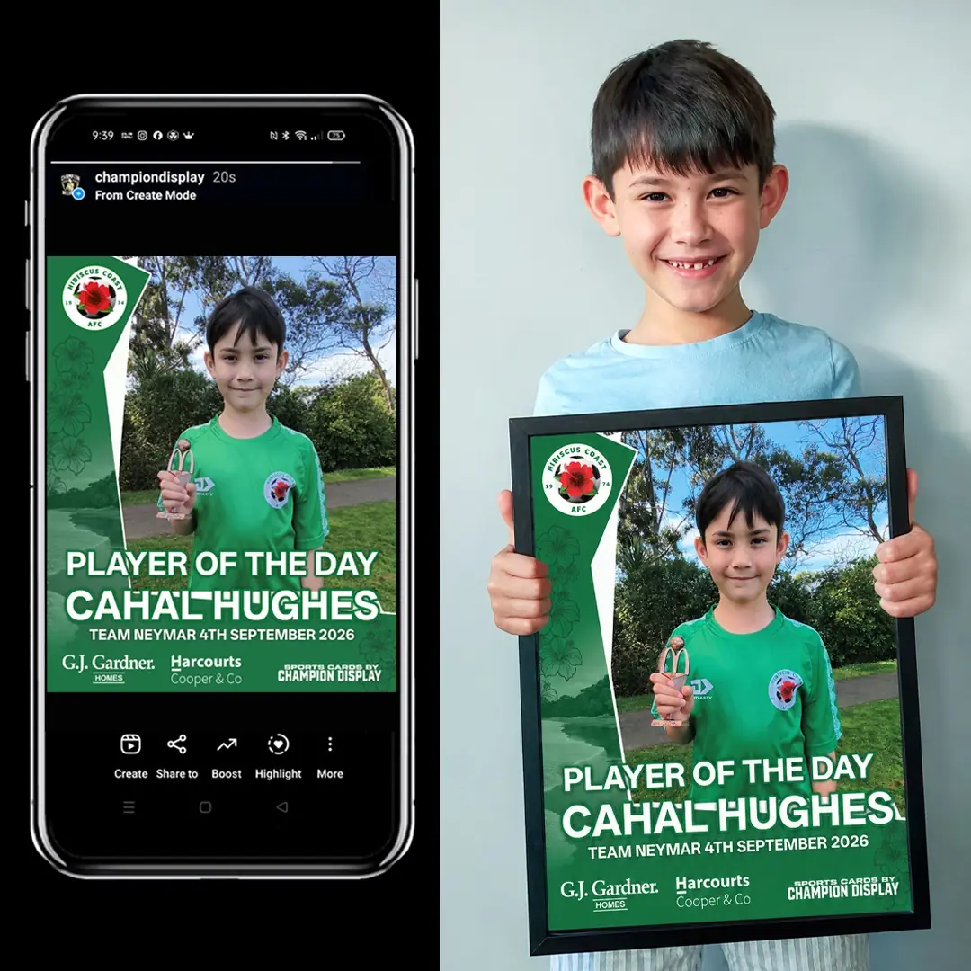 Sports card shared online and printed for the wall