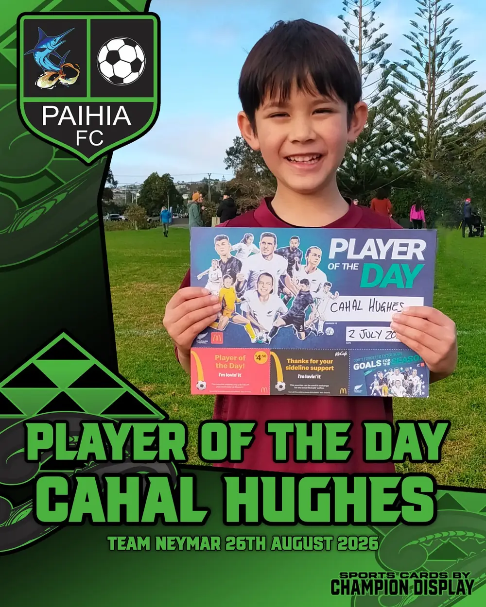 Champion Display sports card example